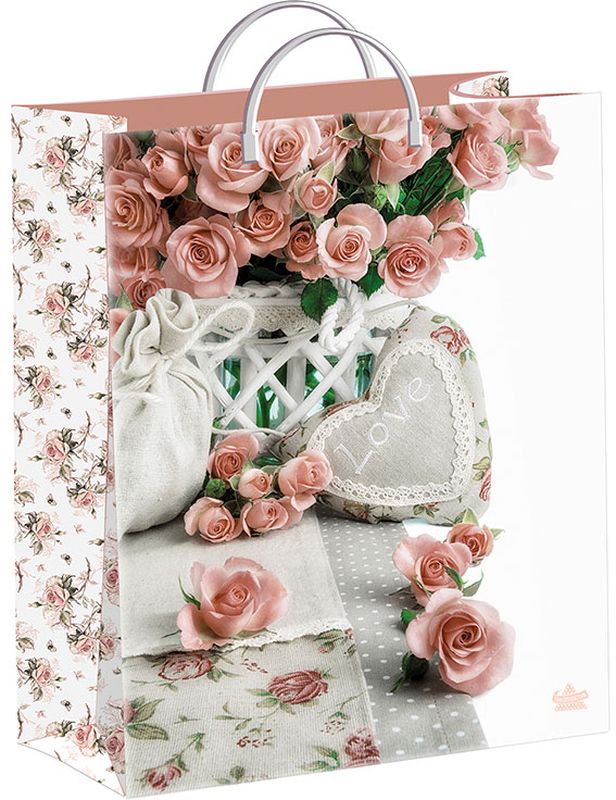 Пакет универсальный 40х30см "кремовые розы" пл.ручка 140мкм
