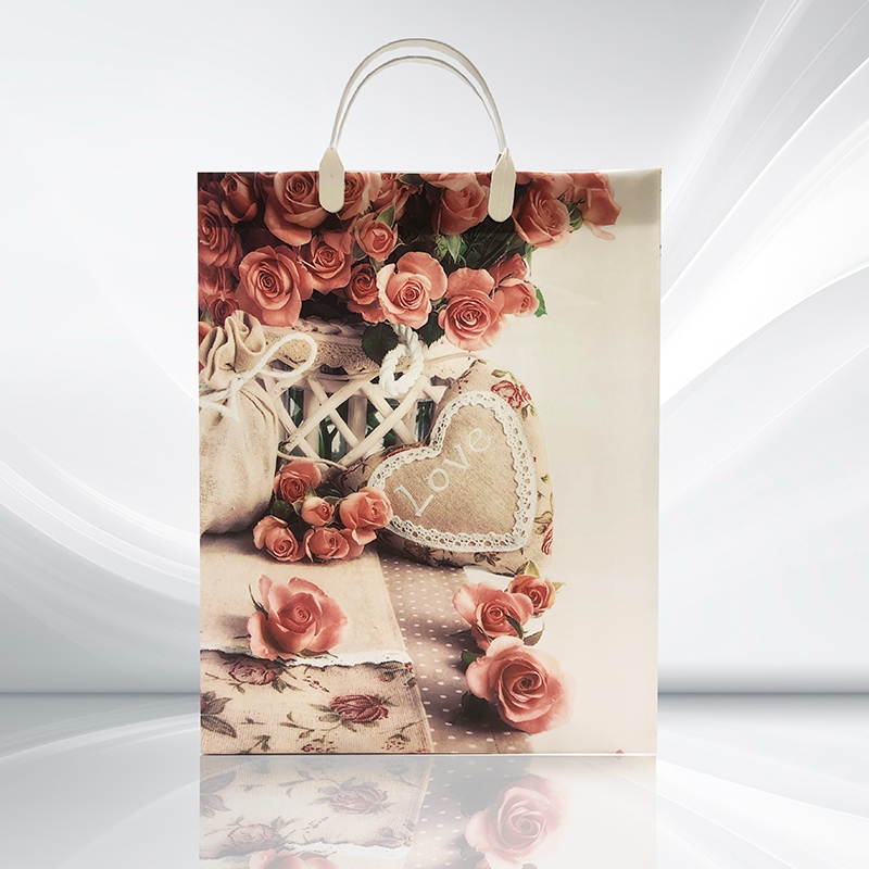 Пакет универсальный 40х30см "кремовые розы" пл.ручка 140мкм