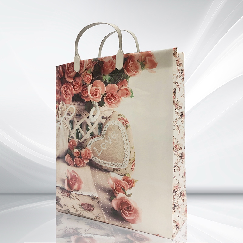 Пакет универсальный 40х30см "кремовые розы" пл.ручка 140мкм