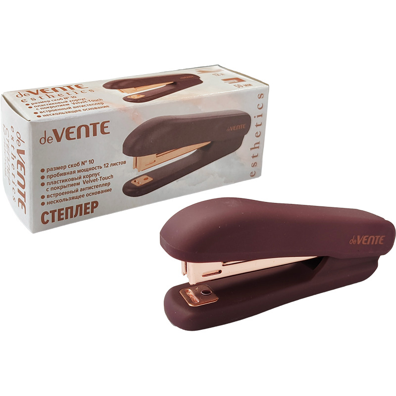 Степлер №10 devente "esthetics" до 12л. бургунди