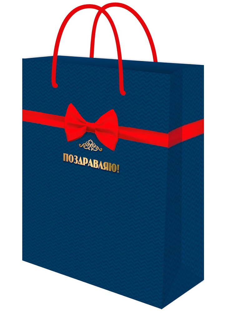 Пакет подарочный "красный бант" (40х47х8см)