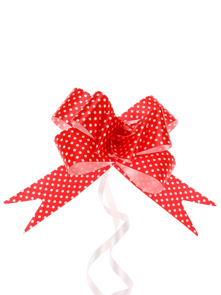 Бант-бабочка 3,0см "горошек" красный с принтом