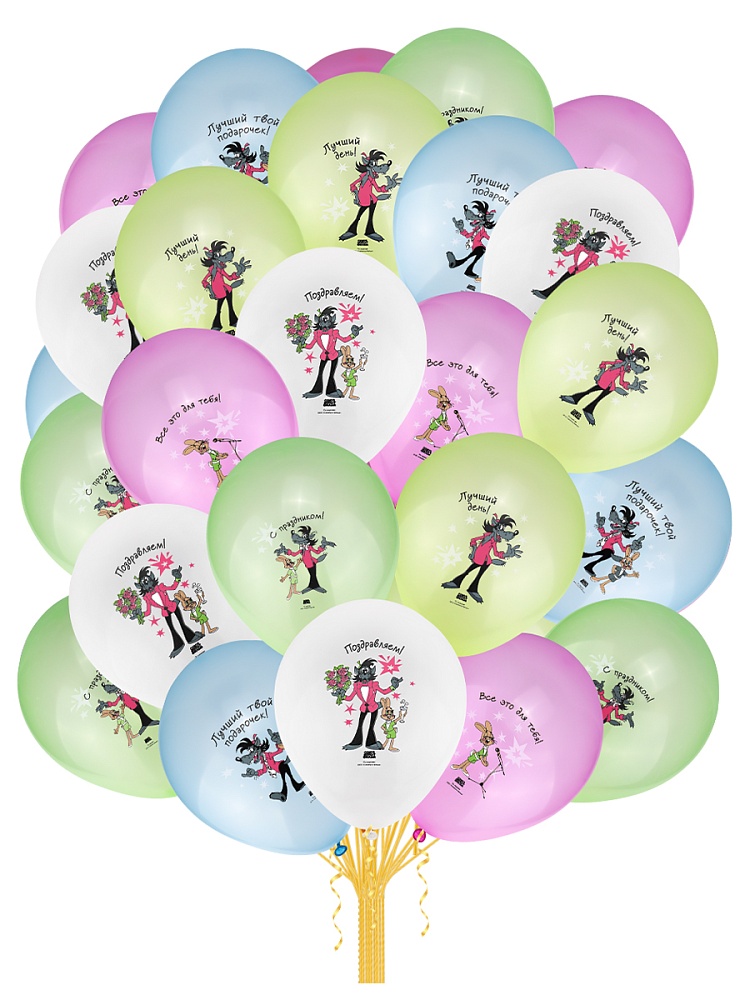 Шаров возд. 12''/30см "ну, погоди! заяц и волк" 1ст.