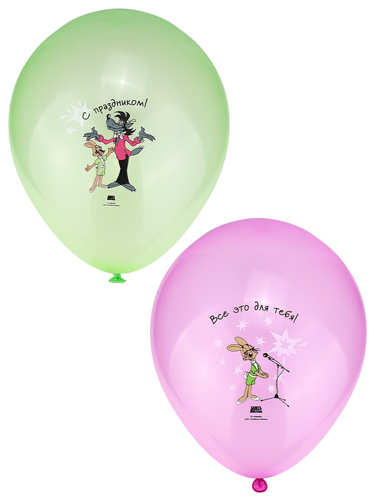 Шаров возд. 12''/30см "ну, погоди! заяц и волк" 1ст.