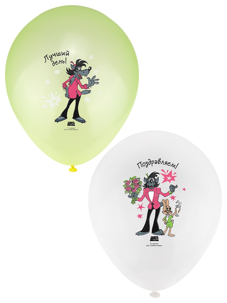 Шаров возд. 12''/30см "ну, погоди! заяц и волк" 1ст.