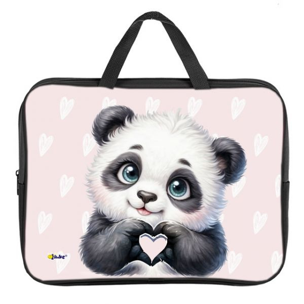 Папка текстиль с ручками а4+ оникс "панда с сердечком" 35х26,5х8см на молнии