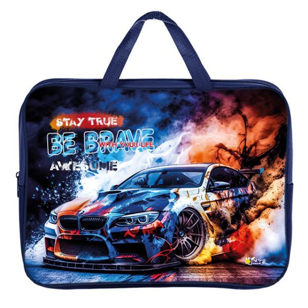 Папка текстиль с ручками а4+ оникс "ночной дрифт" 35х26,5х8см на молнии