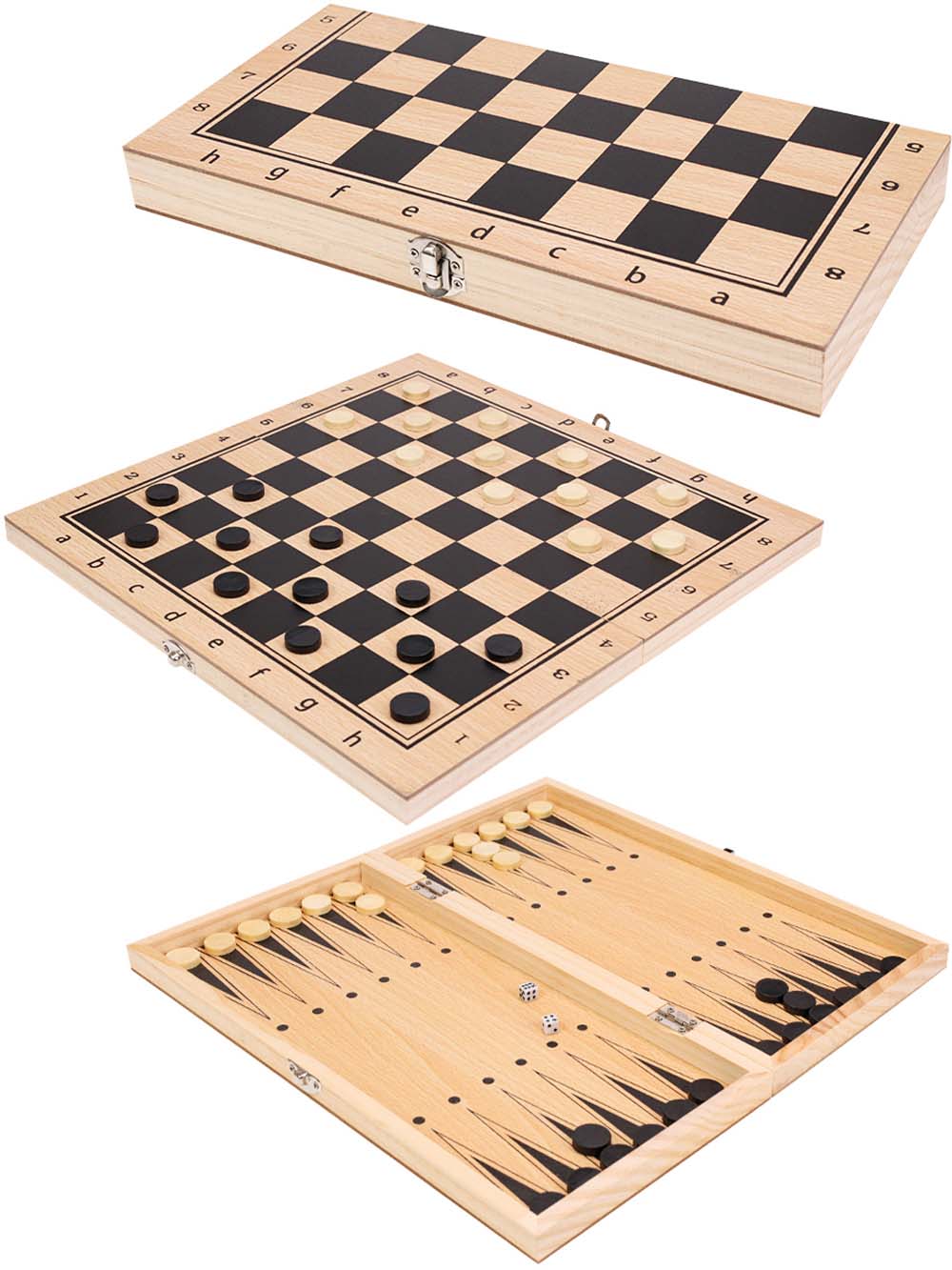 Игра 3 в 1 нарды, шахматы, шашки 24х12х3см