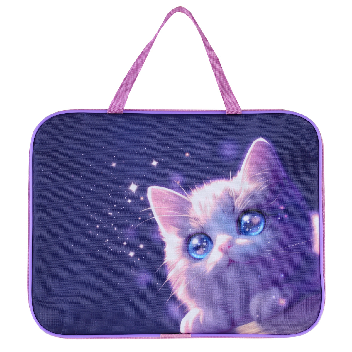 Папка текстиль с ручками 26х34х6см кокос "love cat" на молнии