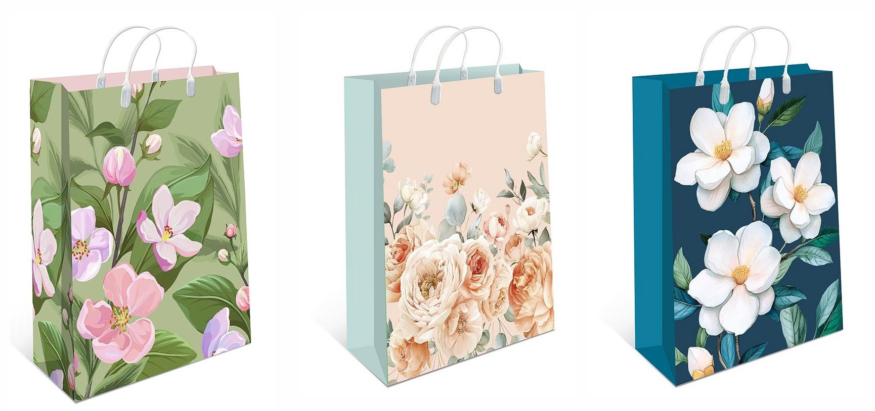 Пакет подарочный "цветы" (40х30х9см) асс-т