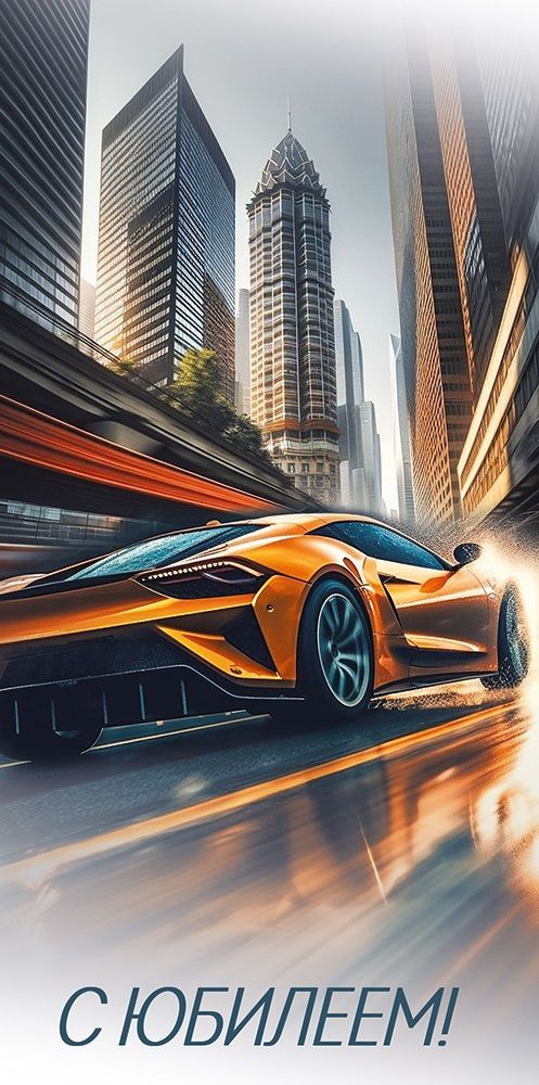 Конверт для денег "с юбилеем!" город, машина текст