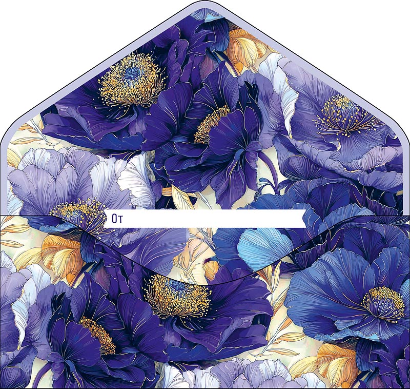 Конверт для денег "цветы" конгрев лак фольга