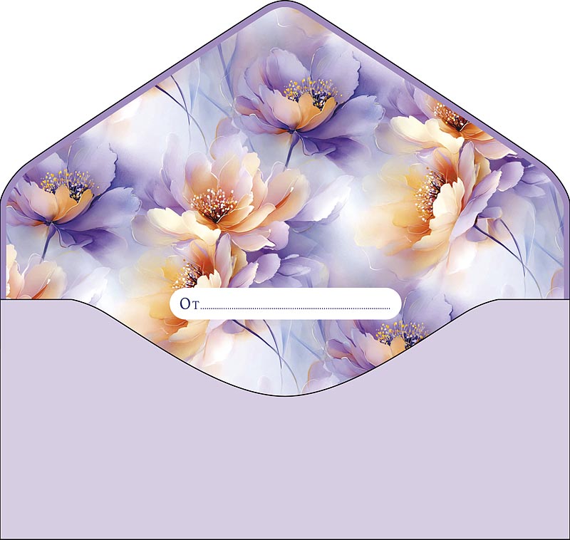 Конверт для денег "цветок" софт тач фольга