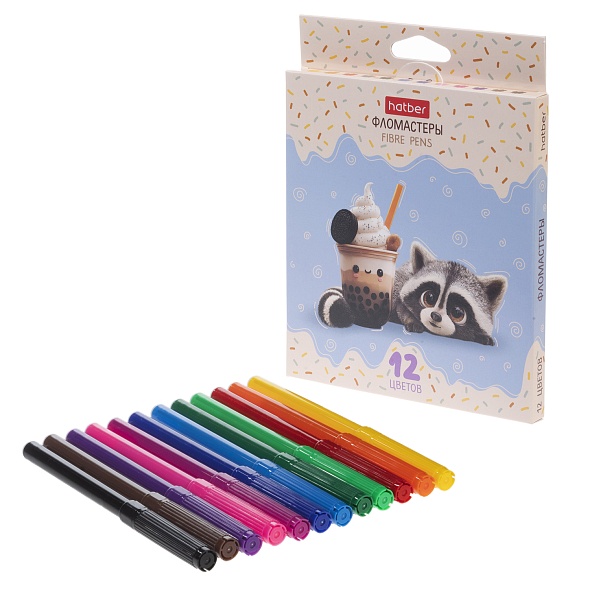 Фломастеры "вот енот" 12цв. (hatber) вент.колп.,к/уп.