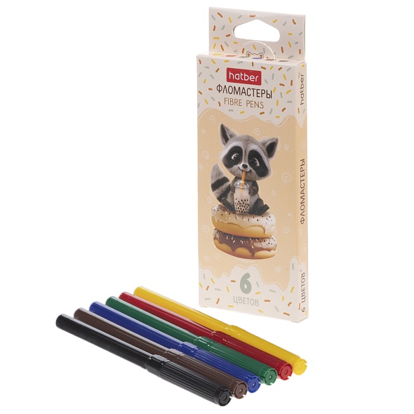 Фломастеры "вот енот" 6цв. (hatber) вент.колп.,к/уп.