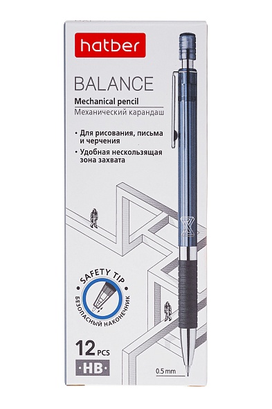 Карандаш авт. 0,5мм hatber с ластиком balance