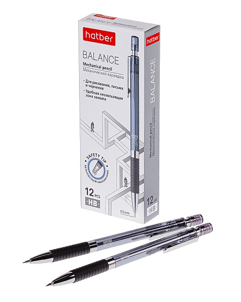 Карандаш авт. 0,5мм hatber с ластиком balance