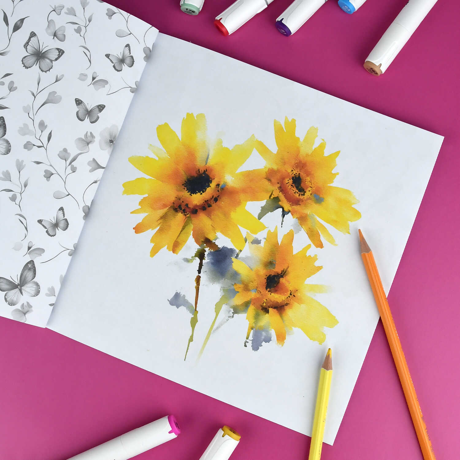 Книга-раскраска "творческая раскраска. цветы" (феникс+)