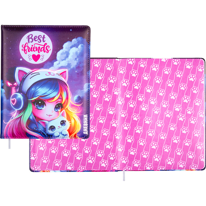 Дневник универс. тв.обл. "best friends" (attomex) кож.зам.