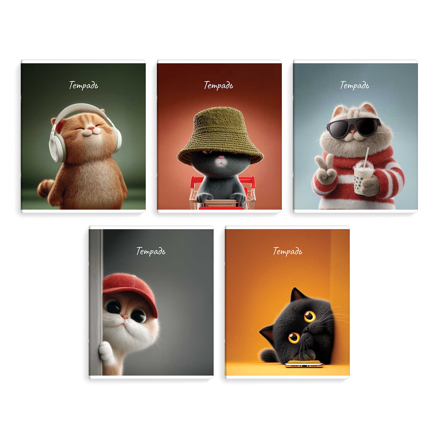 Тетрадь 48л. кл. "современные коты" (феникс+) б/б,выб.твин лак,асс-т