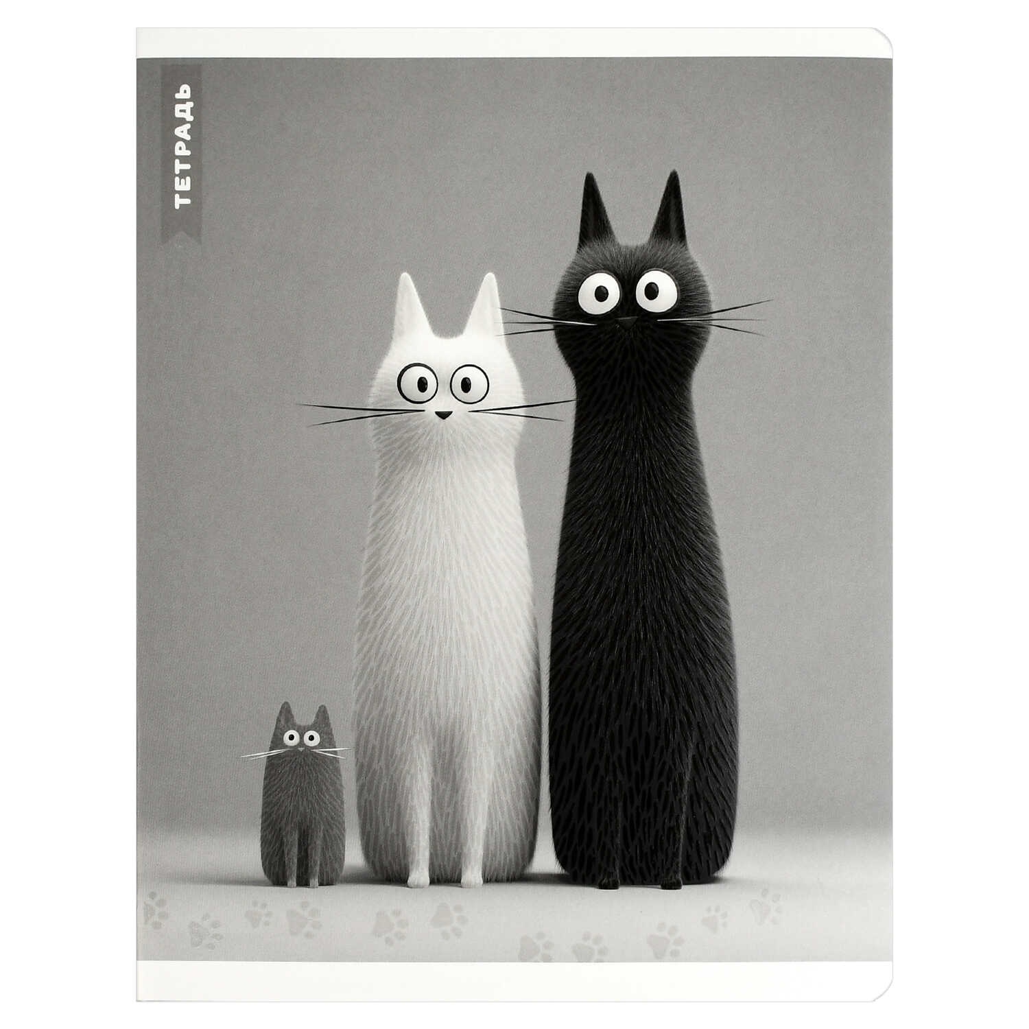 Тетрадь 48л. кл. "чёрно-белые коты" (феникс+) б/б,выб.лак,асс-т