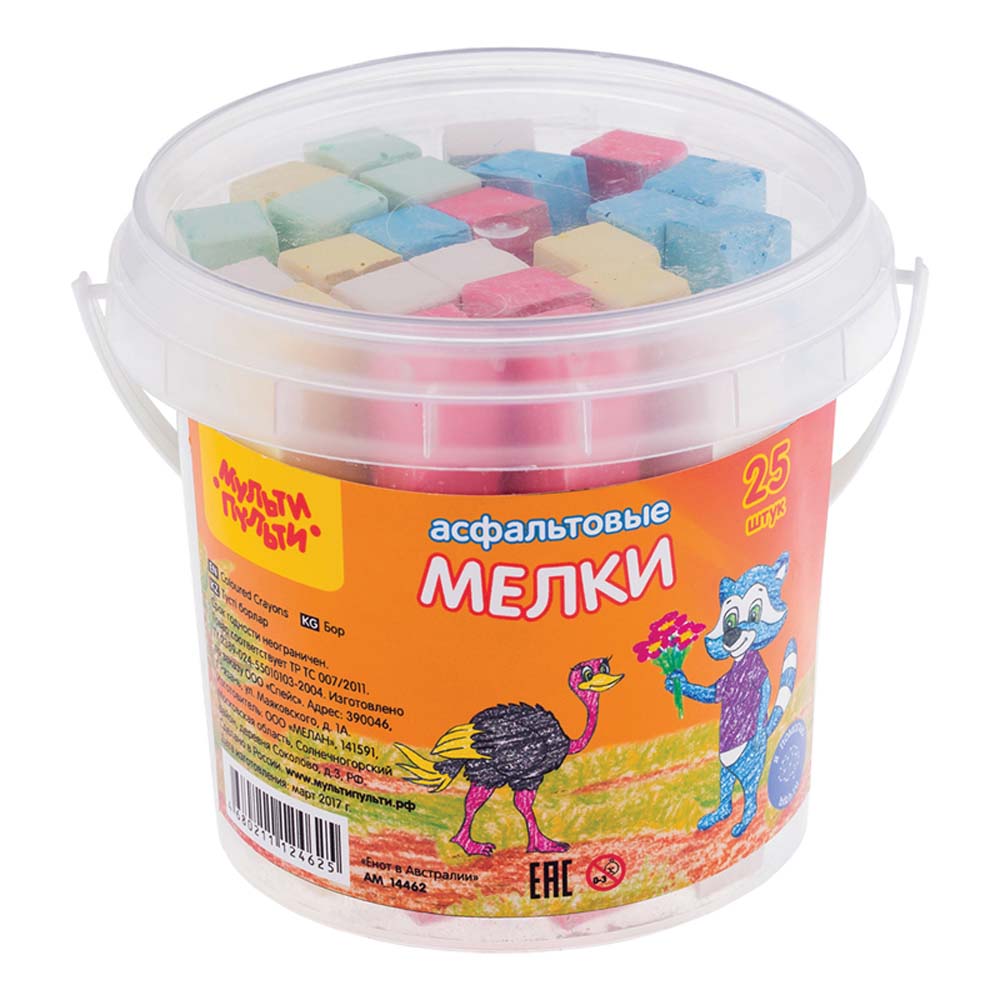Мел цветной для асфальта 25шт. 5цв.