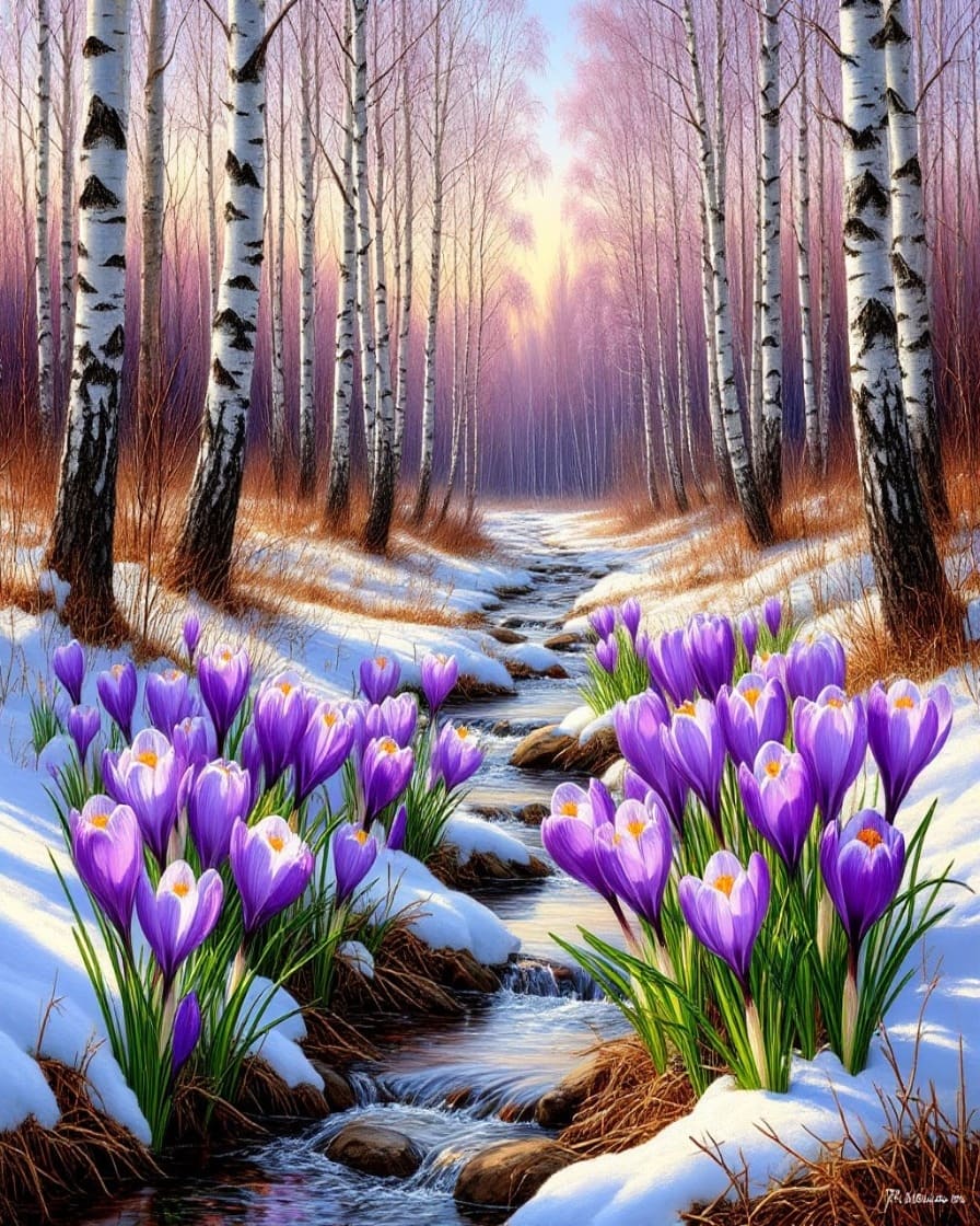 Набор д/творч. картина по номерам 40х50см "в берёзовом лесу"