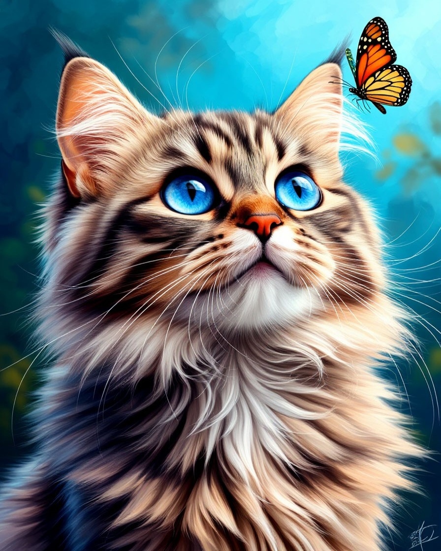 Набор д/творч. картина по номерам 40х50см "котёнок и бабочка"