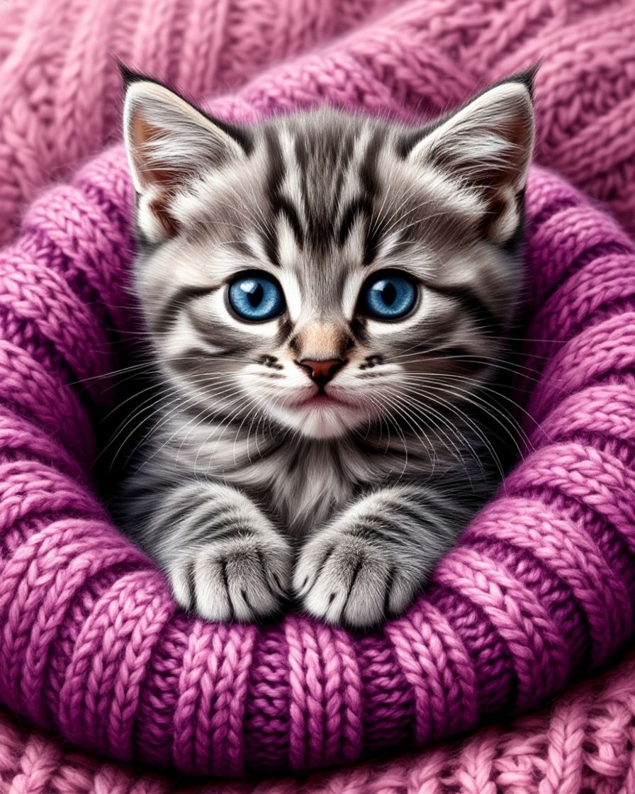 Набор д/творч. картина по номерам 40х50см "котёнок и шарф"