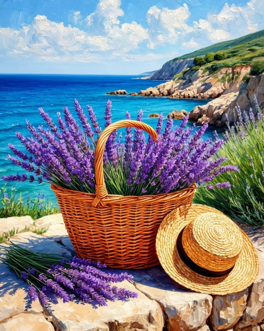 Набор д/творч. картина по номерам 40х50см "лаванда в корзинке"