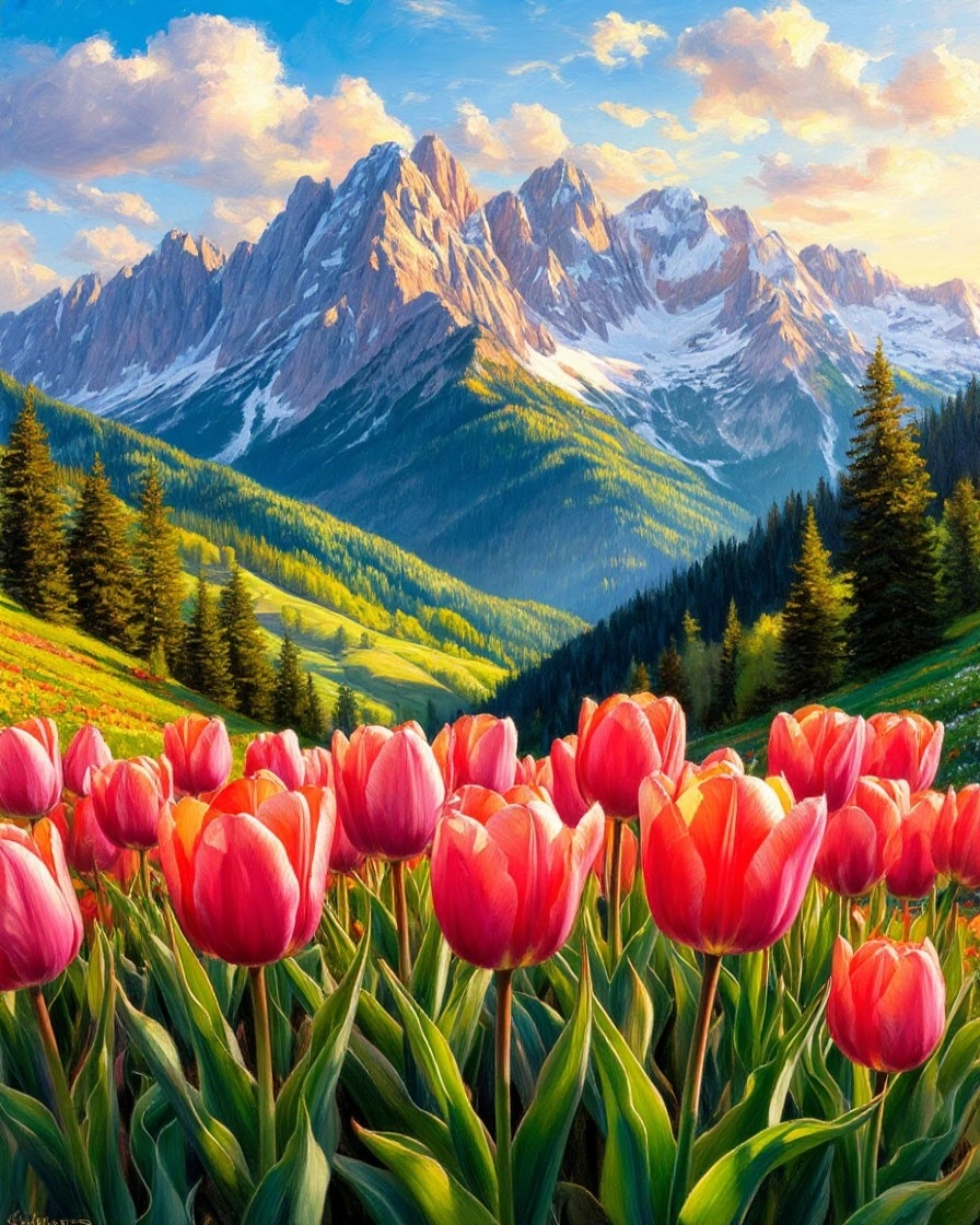 Набор д/творч. картина по номерам 40х50см "тюльпаны"