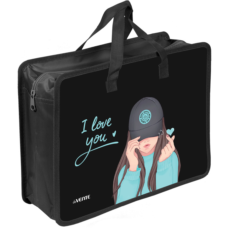 Папка-портфель пласт. а4+ devente "k-pop heartbeat" 33,5х26х10см на молнии с ручками