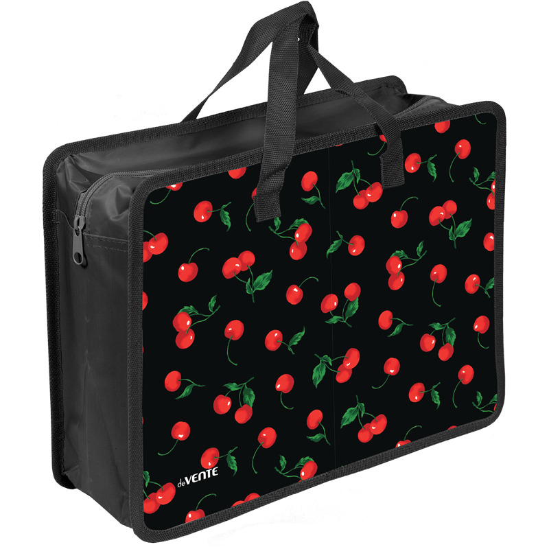 Папка-портфель пласт. а4+ devente "very cherry" 33,5х26х10см на молнии с ручками