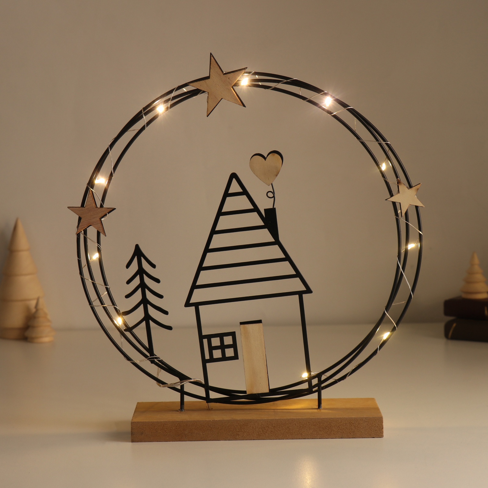 Фигура светодиодная "домик с сердечком. ночное небо" 6х25,5х26,5см на батарейках