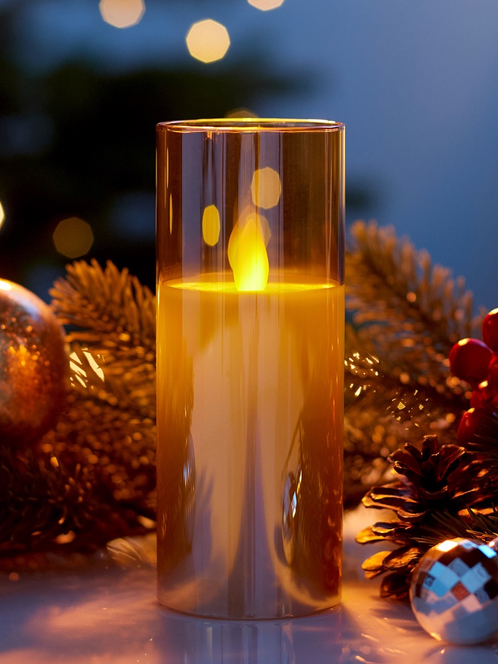 фигура светодиодная свеча "золотистая" 14х5,5см на батарейках Фигура светодиодная свеча "золотистая" 14х5,5см на батарейках