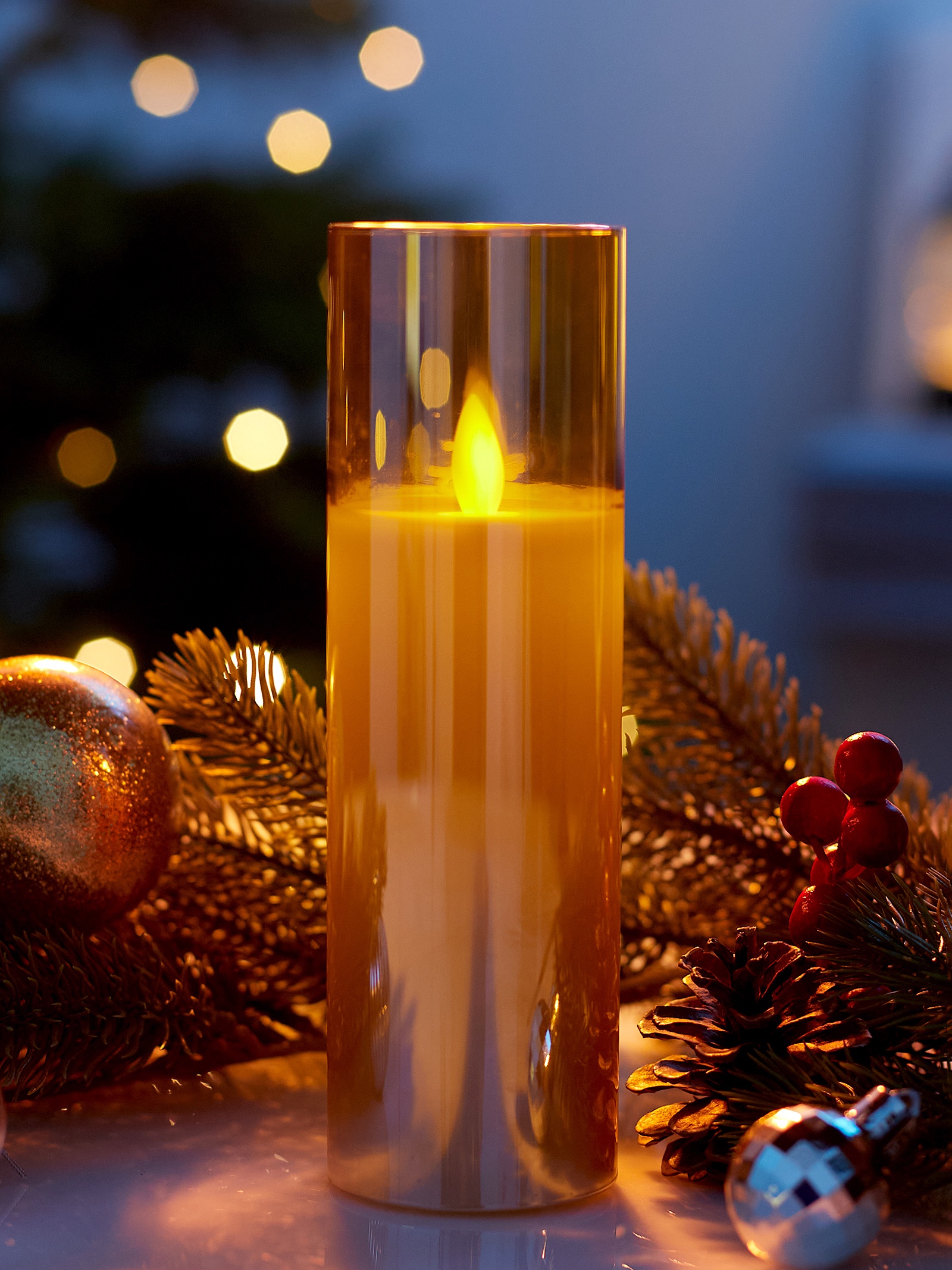 Фигура светодиодная свеча "золотистая" 18х5,5см на батарейках