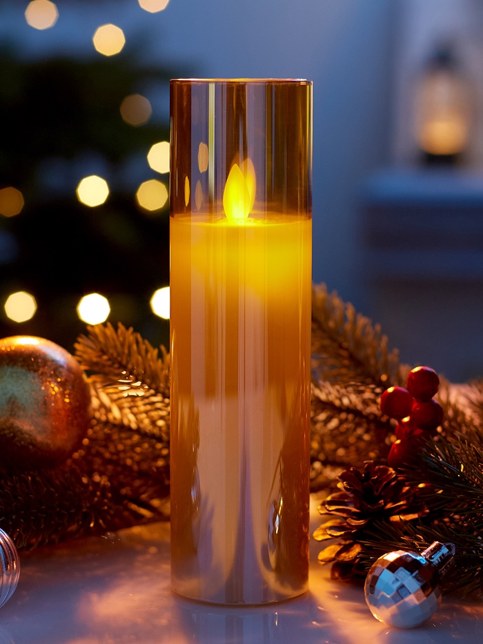 Фигура светодиодная свеча "золотистая" 20х5,5см на батарейках