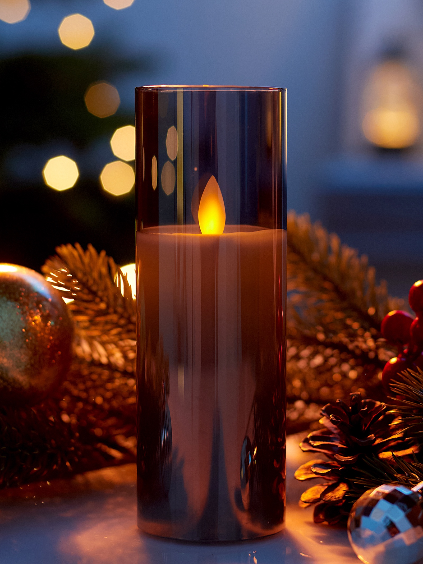 Фигура светодиодная свеча "серебристая" 20х5,5см на батарейках