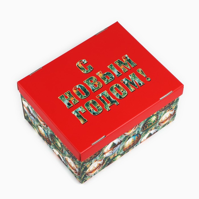 Коробка подарочная "с новым годом" 31х25х16см