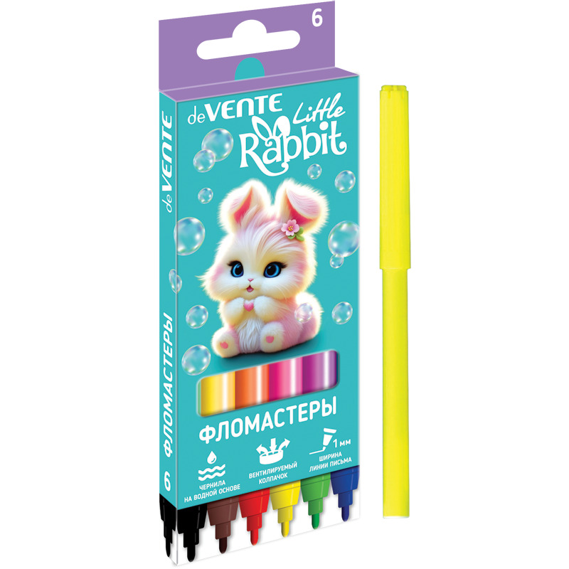 Фломастеры "little rabbit" 6цв. (devente) вент.колп.,к/уп.