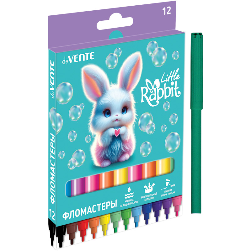 Фломастеры "little rabbit" 12цв. (devente) вент.колп.,к/уп.