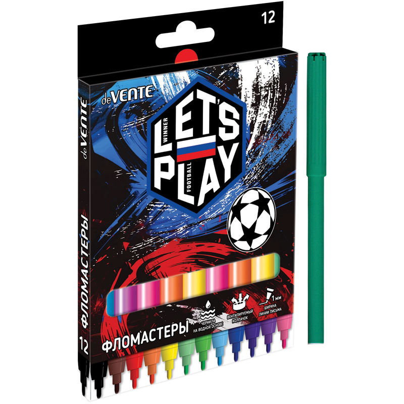 Фломастеры "football winner" 12цв. (devente) вент.колп. к/уп
