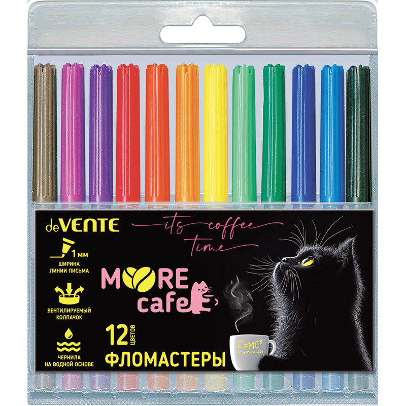 Фломастеры "moore cafe" 12цв. (devente) вент.колп.,пл/бл.