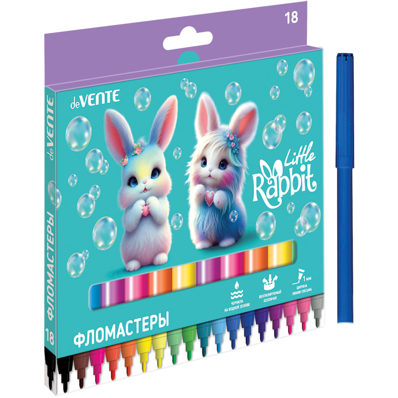 Фломастеры "little rabbit" 18цв. (devente) вент.колп.,к/уп.
