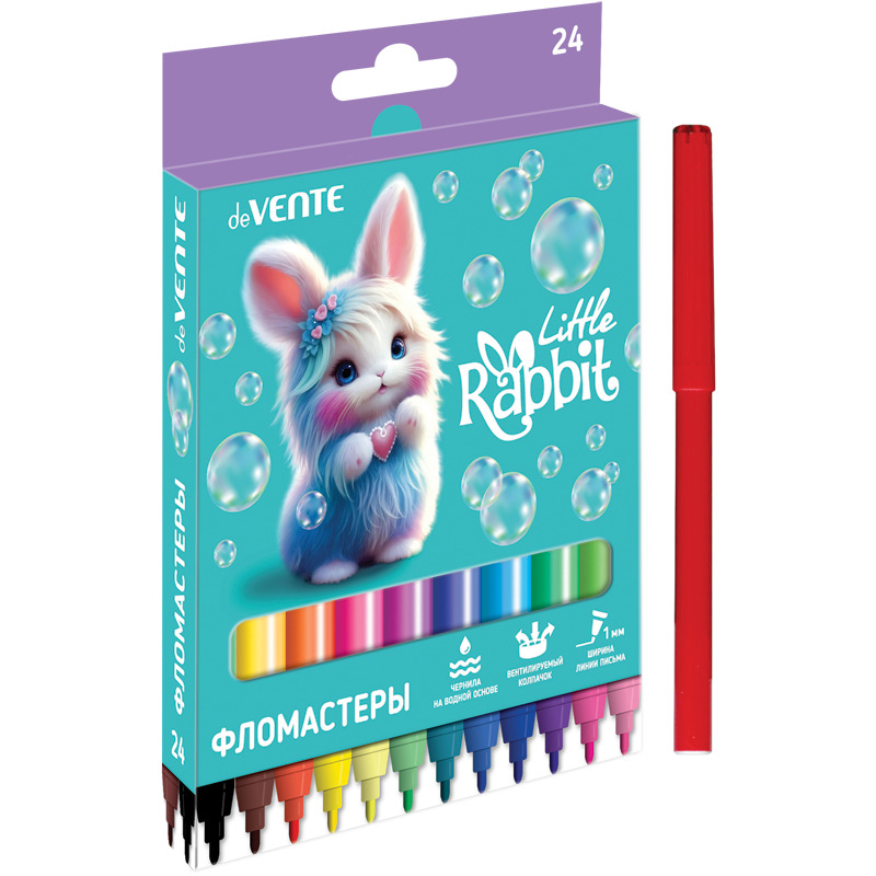 Фломастеры "little rabbit" 24цв. (devente) вент.колп.,к/уп.