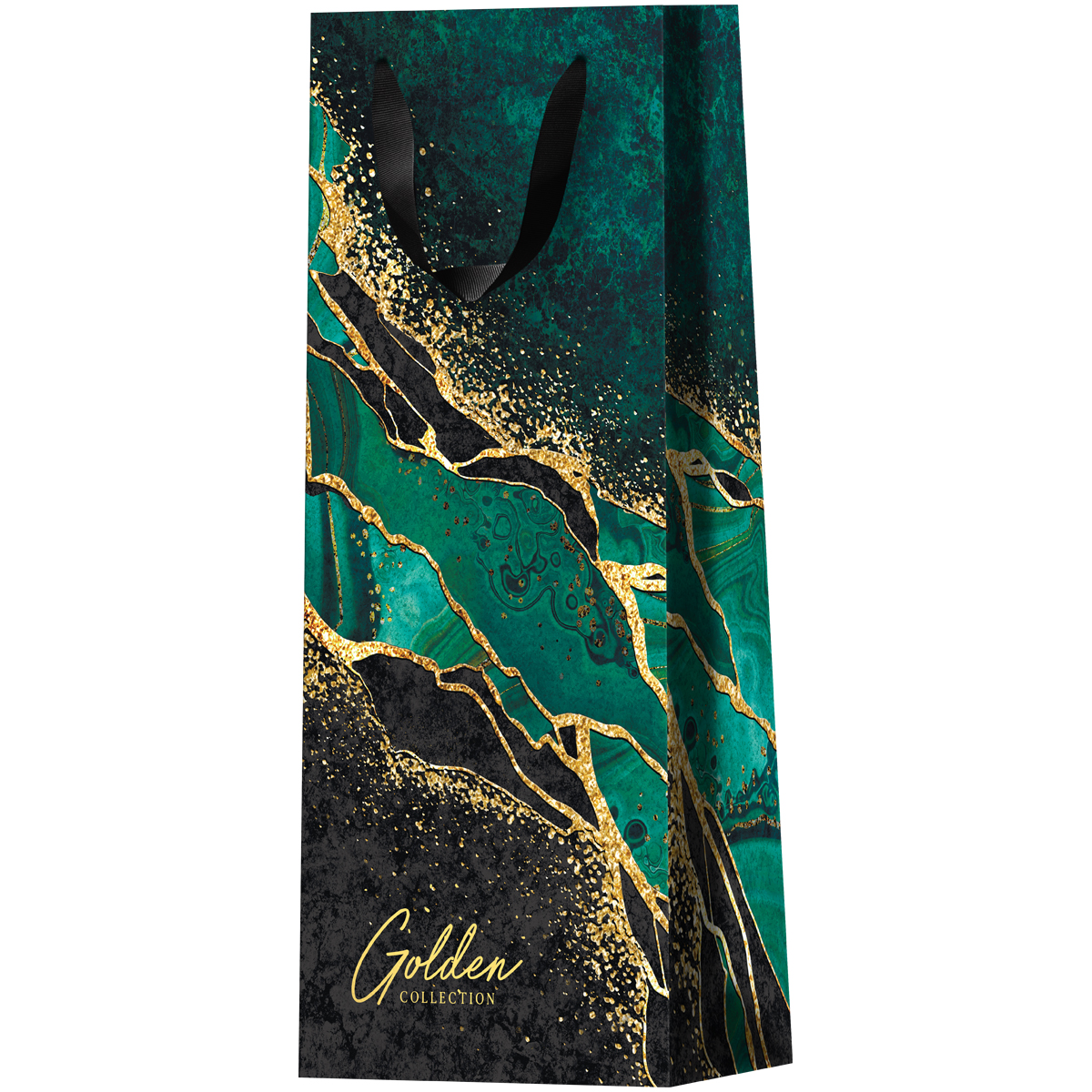 Пакет подарочный под бутылку "marble" (12х36см)