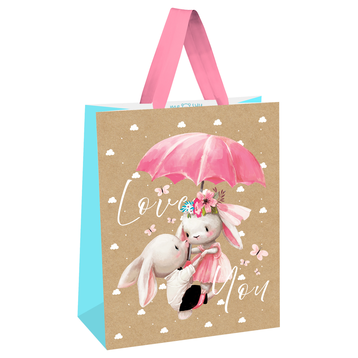 Пакет подарочный крафт "люблю тебя" (26х32х12см)
