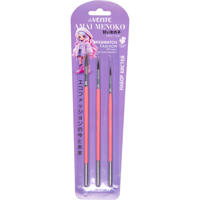 Кисти в наборе белка 3шт. (№1,3,6) devente "amai menoko"