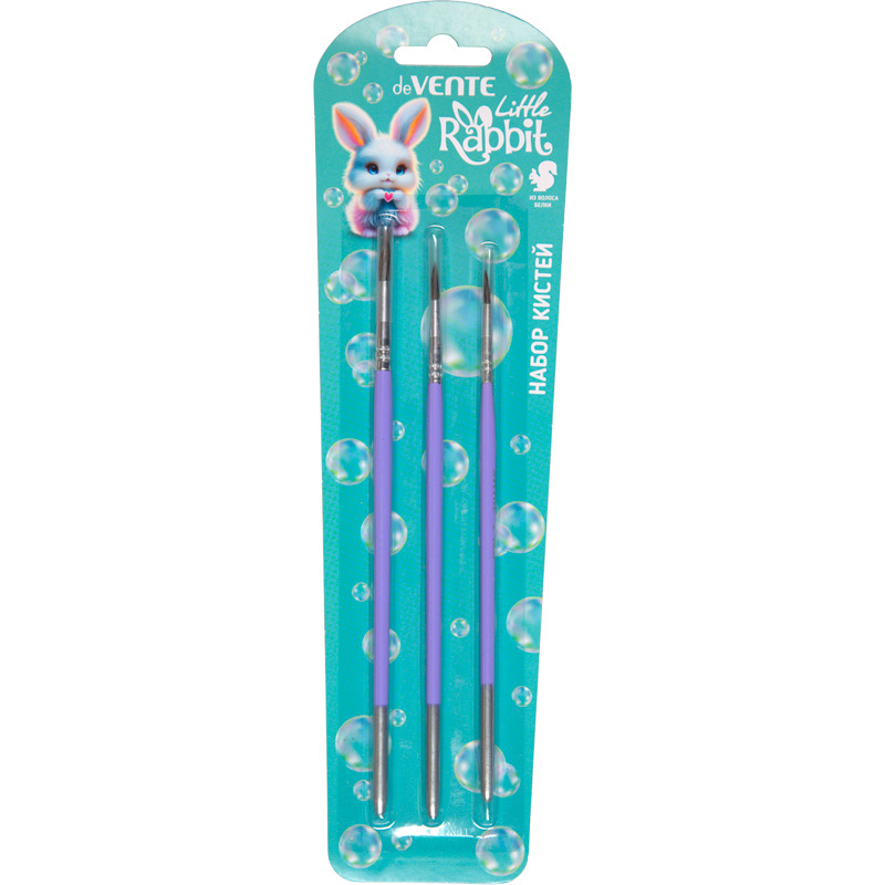 Кисти в наборе белка 3шт. (№1,3,6) devente "little rabbit"