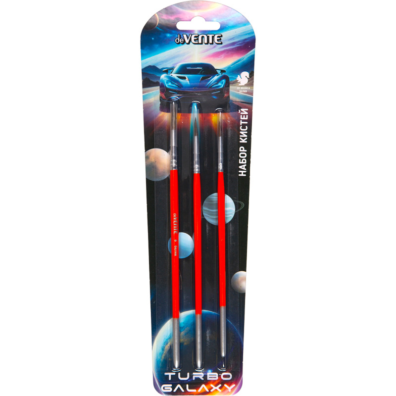 Кисти в наборе белка 3шт. (№1,3,6) devente "turbo galaxy"
